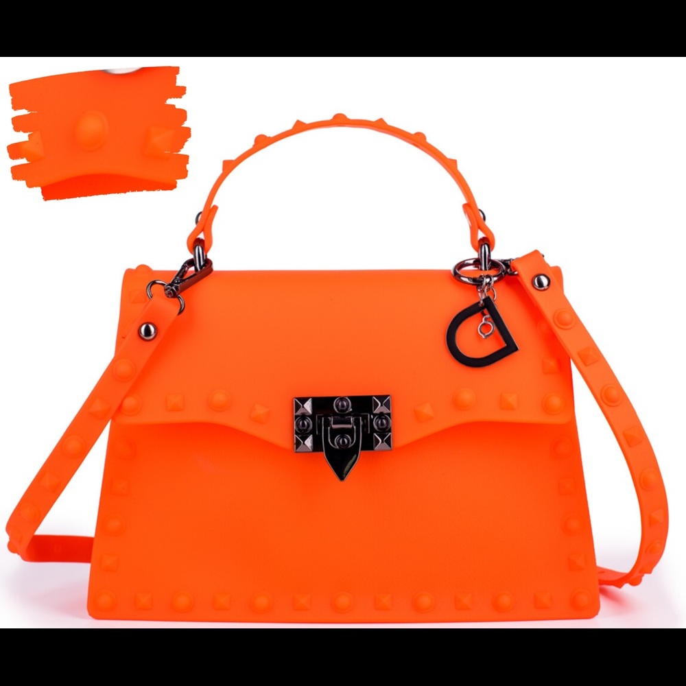 MEDIUM orange cute studded purse - Picture 2 of 7
